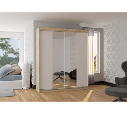Posuvná skriňa so zrkadlom BALANCE 180 Sonoma+White