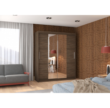 Posuvná skriňa so zrkadlom DALLAS 180 Choco+Choco Posuvná skriňa so zrkadlom DALLAS 180 Choco+Choco