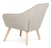 Kreslo, čalúnenie sivobéžová látka, drevené nohy - masívny kaučukovník
