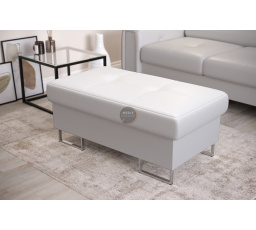 Taburet s úložným priestorom GALAXY 100×55 cm prírodná koža - biela koža