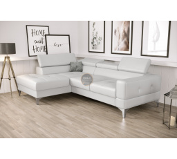Rohová sedacia súprava TOSCANIA MINI s funkciou spania 170x250 cm - biela eko koža, ľavá