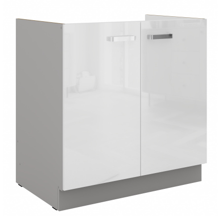 Dolní skřínka BIANCA - 80 ZL 2F BB, Šedá / Bílý lesk Dolní skřínka BIANCA - 80 ZL 2F BB, Šedá / Bílý lesk