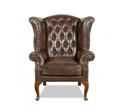 Kreslo Chesterfield Queen koža hnedá
