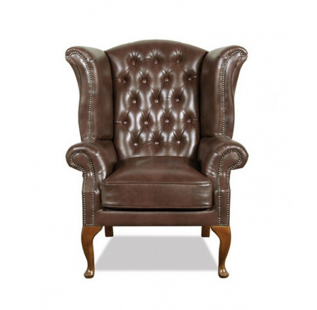 Kreslo Chesterfield Queen koža hnedá