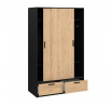 Šatní skriňa LINCOLN 2D2S, Čierny mat/Jackson hickory