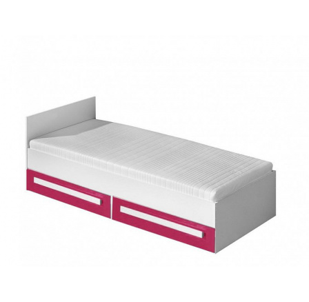 GOLIAS 11- posteľ vrátane matraca (GULIVER 11)- biely korpus/ ružové lesklé dvere/biele madlo, bez matraca (DO) (Z)