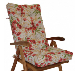 Vankúš pre vysoké záhradné kreslo z teakového dreva - tkanina s motívom maku