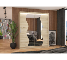 Posuvná skriňa so zrkadlom a LED osvetlením MEDISON 180 Sonoma+Sonoma