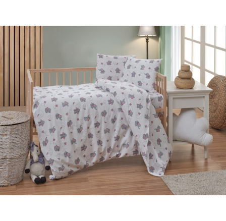 Krepové detské obliečky do malej postieľky 90x135, 45x60 cm Sloník sivý