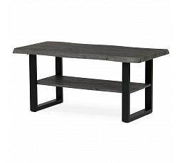 Konferenčný stôl, 120x60x55 cm, MDF doska, dekor sivý dub, kov, polica, čierny lak