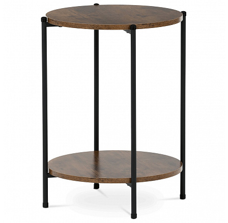 Prístavný stolík, MDF, dekor staré drevo, kov, čierny lak