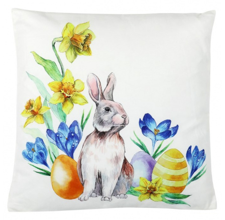 Polštář s výplní, velikonoční motiv, samet, 45 x 45 cm.