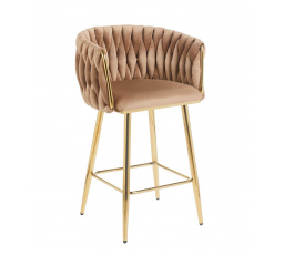 Barová stolička velvet cappuccino zlatý rám H7-FXJG G