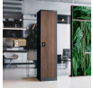 Úzka Kovová skriňa policová Eco Design ALEX, 450 x 1850 x 400 mm, Antracitová/orech