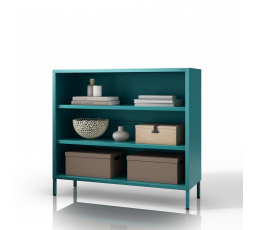 Nízky kovový regál morský / tyrkysový Moderný LUCA, 1000 x 900 x 350 mm