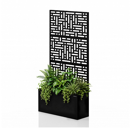 Pergola s kvetináčom kovová čierna: ROSEN, 900 x 1800 x 300 mm Pergola s kvetináčom kovová čierna: ROSEN, 900 x 1800 x 300 mm