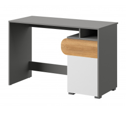 Písací stôl CARINI - CA8, svetlý grafit/biely briliant/dub nash