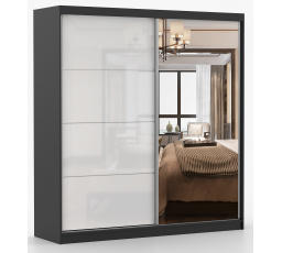 Šatní skriňa MULTI 35 - 233 cm, Čierna/Biely Lesk