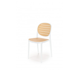 Jedálenská stolička stohovateľná K529, biela/prírodná