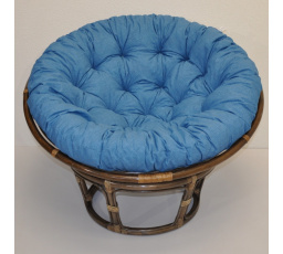 Ratanový papasan 110 cm hnedý vankúš tyrkysový