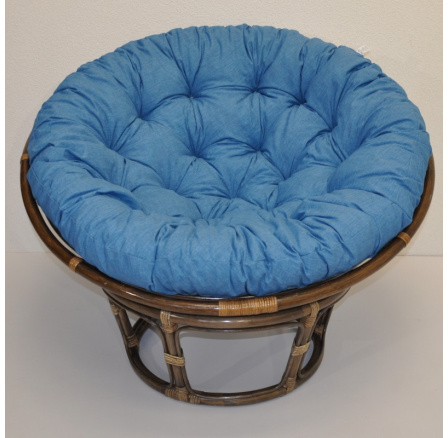 Ratanový papasan 110 cm hnedý vankúš tyrkysový