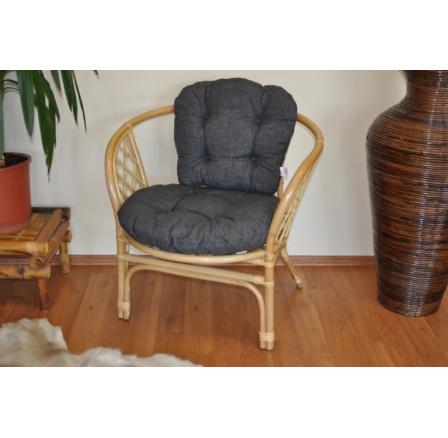 Ratanové kreslo Bahama medový vankúš tmavo sivé odlesky