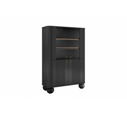 VESPER VITRÍNA 103 4D - čierny MDF / čierny MDF / zlaté úchyty / nohy gule