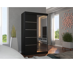 Posuvná skriňa so zrkadlom NICEA 120 Čierna+Čierna