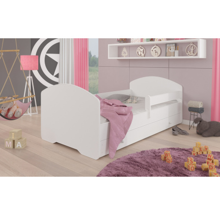 Posteľ s matracom, zábranou a šuplíkom PEPE 160x80 Biela Posteľ s matracom, zábranou a šuplíkom PEPE 160x80 Biela