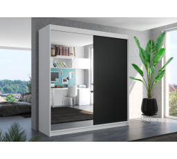 Posuvná skriňa so zrkadlom DELLA 200 Biela+Čierna