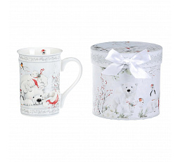 Hrnek porcelánový - 320 ml, dárkové balení, zimní krajina s ledními medvědy