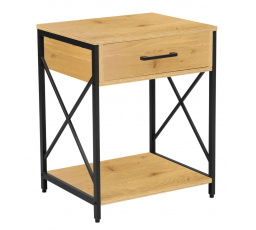 Nočný stolík prírodný dub/čierny rám SN7-FX