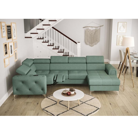 Rohová sedacia súprava ORION MAX III, relax s funkciou spania 165x320x190 cm - morská zelená, ľavá Rohová sedacia súprava ORION MAX III, relax s funkciou spania 165x320x190 cm - morská zelená, ľavá