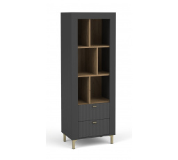 Polička MOSSA MO4, dub whisky/čierny mat