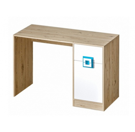NICO - Písací stôl 10 / Farba korpusu: svetlý dub , Farba dverí: biela / svetlý dub