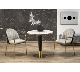 Okrúhly stôl MORATA, biely mramor / čierna / zlatá