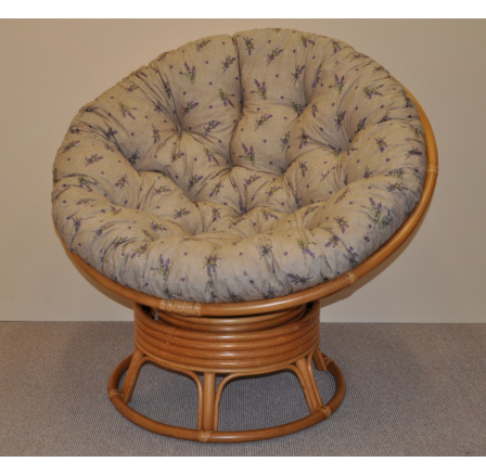 Ratanový papasan hojdací medový vankúš levanduľa