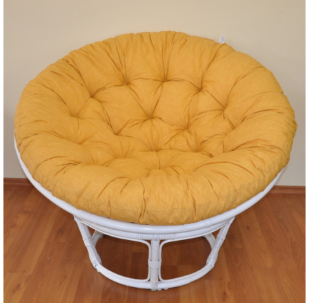 Ratanový papasan 100 cm biely, žlté odlesky Ratanový papasan 100 cm biely, žlté odlesky
