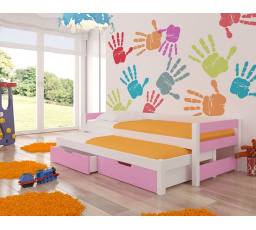 Dvojlôžko s matracmi FRAGA White+Pink