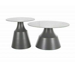 Sada konferenčných stolíkov ITAKA, Biely lesk/Sivý mat