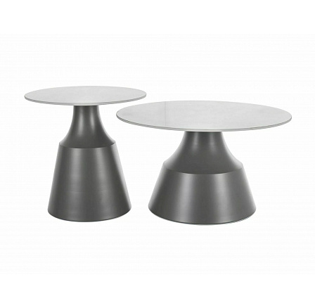 Sada konferenčných stolíkov ITAKA, Biely lesk/Sivý mat