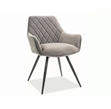 Jedálenská stolička LINEA VELVET, Sivý Bluvel 14/Čierna