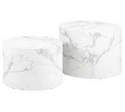 Sada 2 stolíkov Dice okrúhle mramor biele