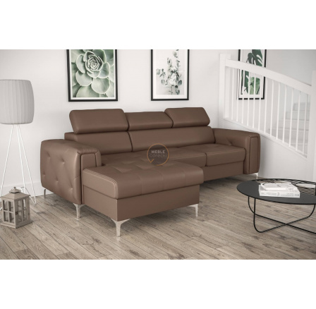 Rohová sedacia súprava ORION MINI s funkciou spania 255x165 cm prírodná koža - Hnedá koža, ľavá Rohová sedacia súprava ORION MINI s funkciou spania 255x165 cm prírodná koža - Hnedá koža, ľavá