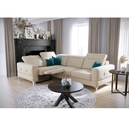 Rohová sedacia súprava MALIBU, relax prírodná koža 185x250 cm - ľavá, Koža ecru Rohová sedacia súprava MALIBU, relax prírodná koža 185x250 cm - ľavá, Koža ecru
