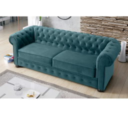 Sofa MANCHESTER III 218 cm - Pohovka s funkciou spania, tyrkysová