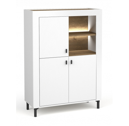 Komoda MOSSA MO5, dub whisky/biely mat