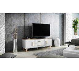TV komoda LOTTA 140 (2D2S), biela / dub sonoma