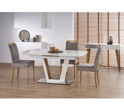 Jedálenský stôl VALETTI, biely/zlatý dub