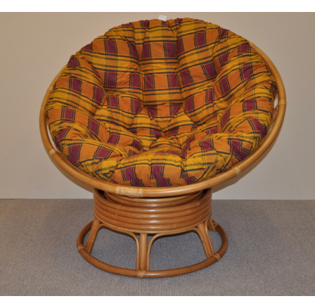 Ratanový papasan hojdací medový vankúš okrová